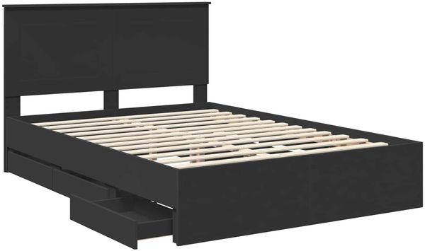 vidaXL Bettrahmen mit Schubladen Schwarz 160 x 200 cm Ingenieurs Holz 3409441 Bild 5