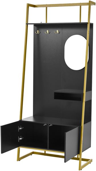 Kompaktgarderobe 78 x 38,5 x 180,5 cm mit Spiegel, Schuhschrank und Metallhaken Bild 8