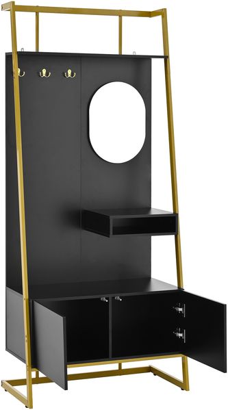 Kompaktgarderobe 78 x 38,5 x 180,5 cm mit Spiegel, Schuhschrank und Metallhaken Bild 9