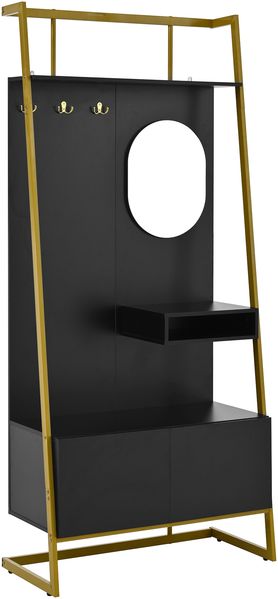 Kompaktgarderobe 78 x 38,5 x 180,5 cm mit Spiegel, Schuhschrank und Metallhaken Bild 6