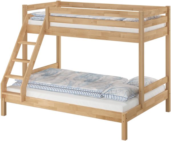 Stabiles Stockbett Etagenbett 90x200 u 140x200 Buche massiv lackiert V-60.14-09-14ohne Zubehör