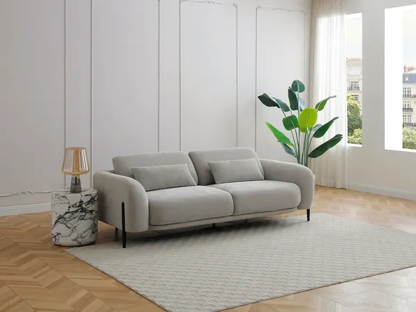 Vente-unique - ARAVIO Sofa Stoff Grau - B 102 cm x H 100 cm75 cm x L 210 cm