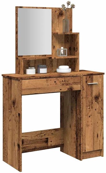 vidaXL Schminktisch mit Spiegel Altholz-Optik 86,5x35x136 cm 857009