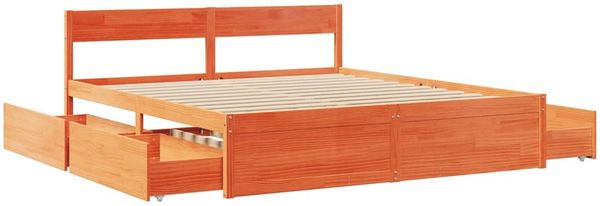 vidaXL Massivholzbett ohne Matratze Wachsbraun 180x200 Kiefernholz 3282341 Bild 7