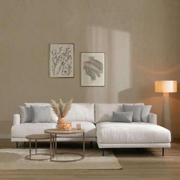 Bronx71 Ecksofa Denver Stoff off white rechts