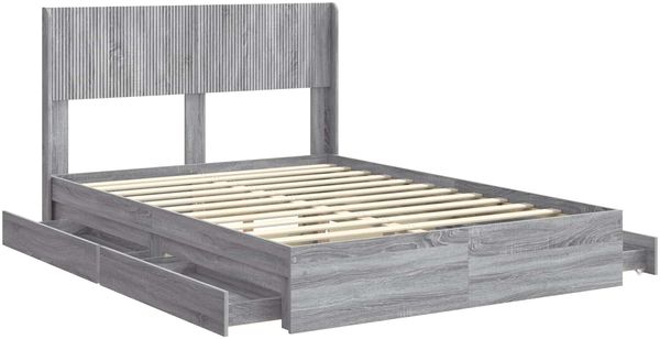 vidaXL Bettgestell mit Stauraum und Kopfteil Grau Sonoma 140 x 200 cm 3414382 Bild 4