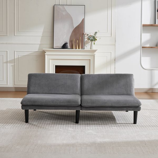 2-Sitzer-Sofa aus Samt mit 3-fach verstellbarer Rückenlehne, grau