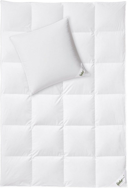 fjödur Daunenbettdecke + Kopfkissen Fleur, Das Set besteht aus 1 Kissen und 1 Bettdecke Bild 1