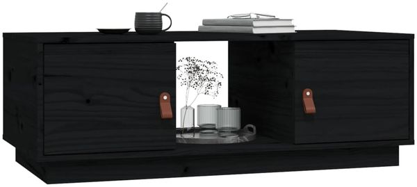 vidaXL Couchtisch Schwarz 100x50x35 cm Massivholz Kiefer 818269 Bild 4
