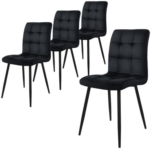 ML-DESIGN Stuhl Esszimmerstuhl mit Rückenlehne Polsterstuhl mit Metallbeine (4 St), Ergonomischer Stuhl Schwarz Samtbezug Wohnzimmerstuhl Küchenstuhl