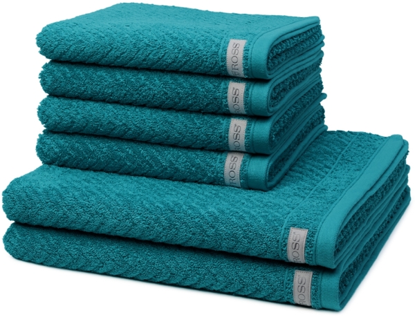 Ross Smart 6 tlg. Frottier-Set - 4 X Handtuch (50 X 100cm), 2 X Duschtuch (70 X 140cm) - 520 g/m2 - Smaragdgrün