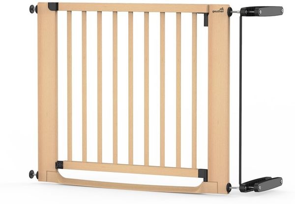 Geuther Treppenschutzgitter Easylock Flatstep Holz 71–133 cm, inkl. Zusatzklemme, ohne Bohren, Treppenschutzgitter