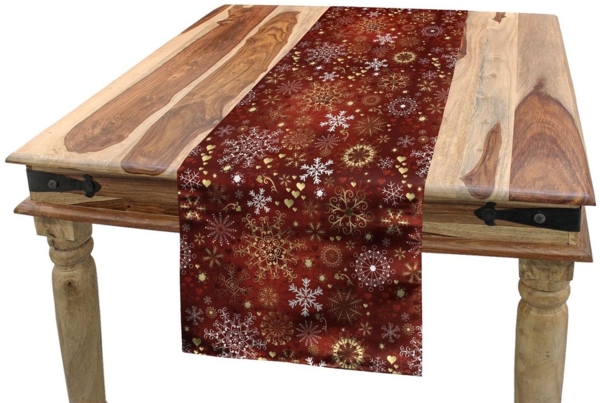 Abakuhaus Tischläufer Esszimmer Küche Rechteckiger Dekorativer Tischläufer, Winter Weinlese Weihnachts Bild 1