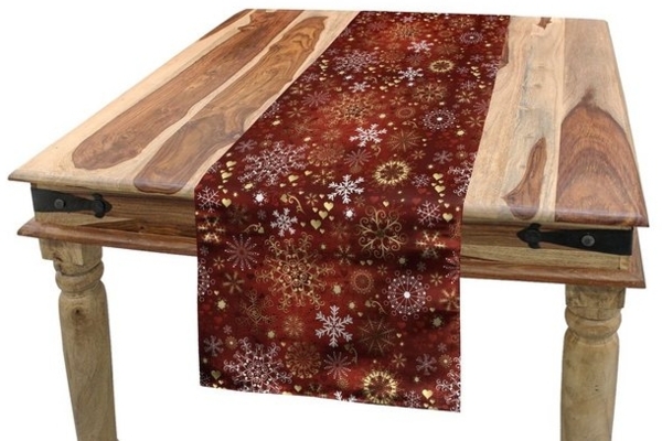 Abakuhaus Tischläufer Esszimmer Küche Rechteckiger Dekorativer Tischläufer, Winter Weinlese Weihnachts Bild 2