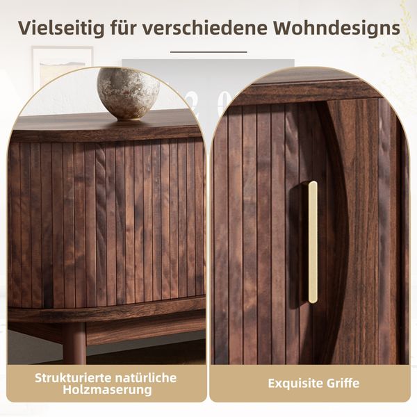 Merax 165cm brauner Lowboard-TV-Schrank, flacher brauner TV-Schrank mit Schiebetür, mit nach unten klappbarer Hohlschranktür, passend für TV-Ständer bis zu 65 Zoll, mit Stützbeinen Bild 7