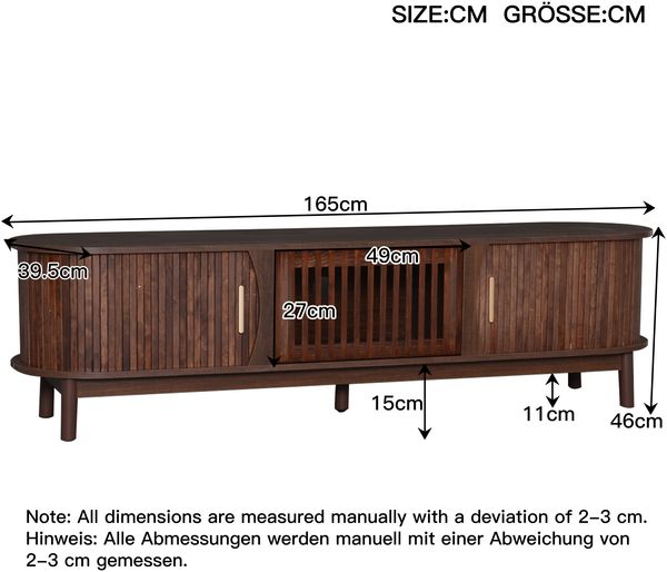 Merax 165cm brauner Lowboard-TV-Schrank, flacher brauner TV-Schrank mit Schiebetür, mit nach unten klappbarer Hohlschranktür, passend für TV-Ständer bis zu 65 Zoll, mit Stützbeinen Bild 4