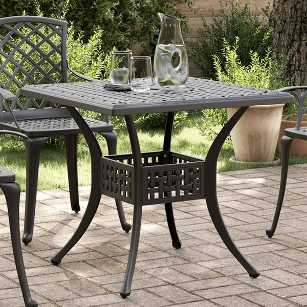 Gartentisch, Balkontisch, Beistelltisch Schwarz 80x80x75 cm Aluminiumguss