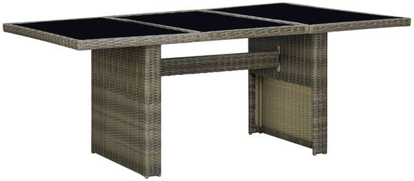vidaXL Gartentisch Braun Poly Rattan und Hartglas 313313