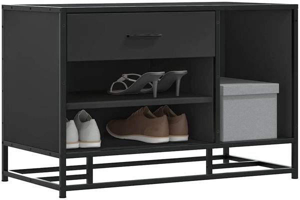 vidaXL Schuhbank Schwarz 80x40x53,5 cm Holzwerkstoff und Metall 849224