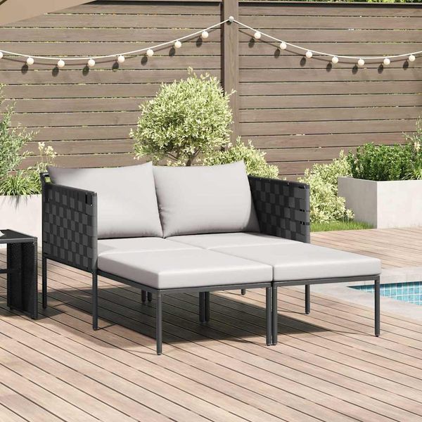 Sonnenliege mit Kissen 2-Person, Gartenliege Anthrazit 153 x 115 x 69,5 cm