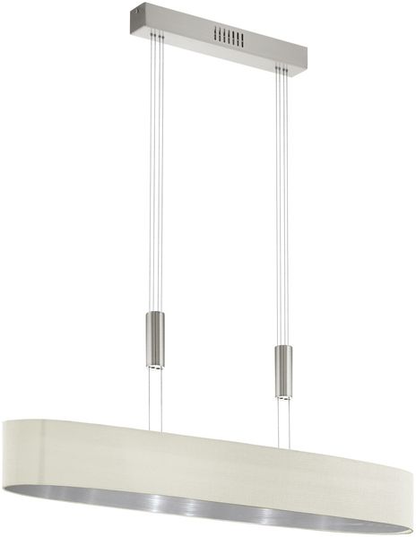 Eglo 'Romao' Hängeleuchte, höhenverstellbar, Stahl chrom / Leinen natur, 6x 4 Watt