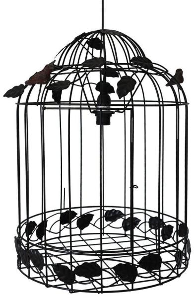 Grafelstein Hängeleuchte Hängelampe BIRDY schwarz braun Vogelkäfig Deckenlampe mit Blättern und