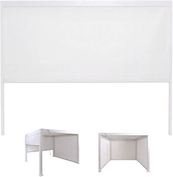 Seitenwand für Pergola HWC-P65, Pavillon Rollo Ersatzseitenwand, Sichtschutz Stoff/Textil sturmfest 3x3m ~ weiß