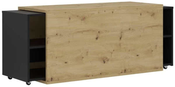 FMD Möbel 'Slide 3' TV-Board, melaminharzbeschichtete Spanplatte, Artisan Oak / schwarz perl, 195 x 49 x 40 cm