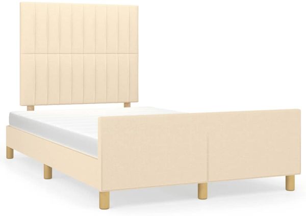 Einzelbettgestell Design für Erwachsene ohne Matratze Creme 120x190 cm Stoff d4275e