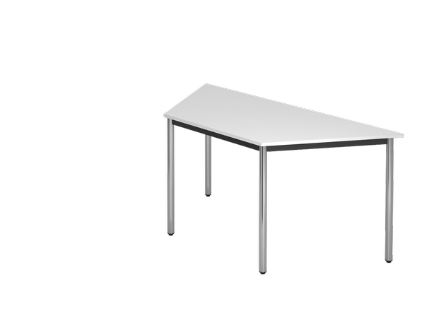 Trapeztisch Rundfuß 160x69cm Weiß / Chrom