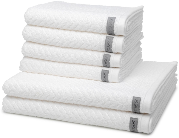 Ross Smart 6 tlg. Frottier-Set - 4 X Handtuch (50 X 100cm), 2 X Duschtuch (70 X 140cm) - 520 g/m2 - Weiß