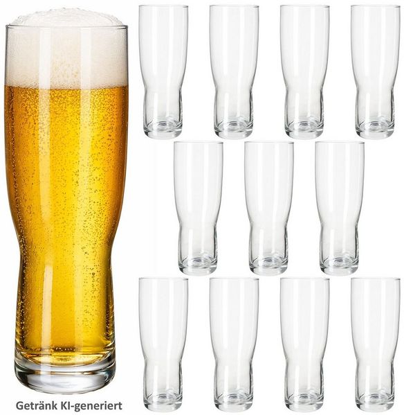 MamboCat Bierglas MamboCat 12x Birra Biergläser 0,5 L Pilsglas Klar schlank Trinkglas, Glas