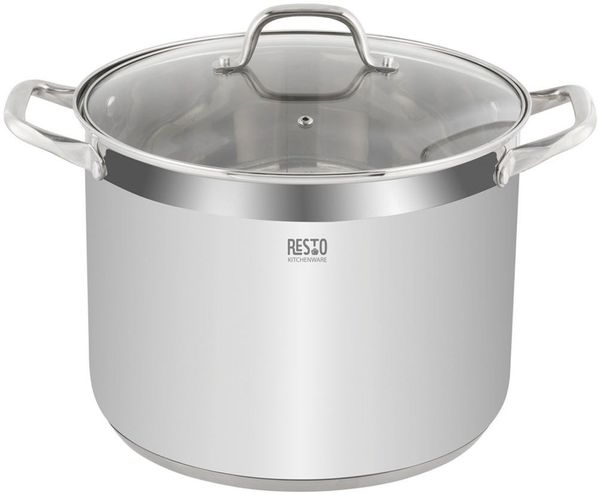 RESTO Kitchenware Kochtopf Libra, Topf energiesparend und spülmaschinenfest, Edelstahl 18/10 (1-tlg), Induktion, für alle Herdarten geeignet mit hitzebeständigem Glasdeckel