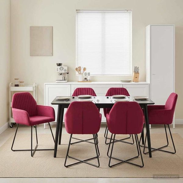 vidaXL Esszimmerstühle 4 pcs Samt (V) Weinrot 55 x 50 x 84 cm 3428377