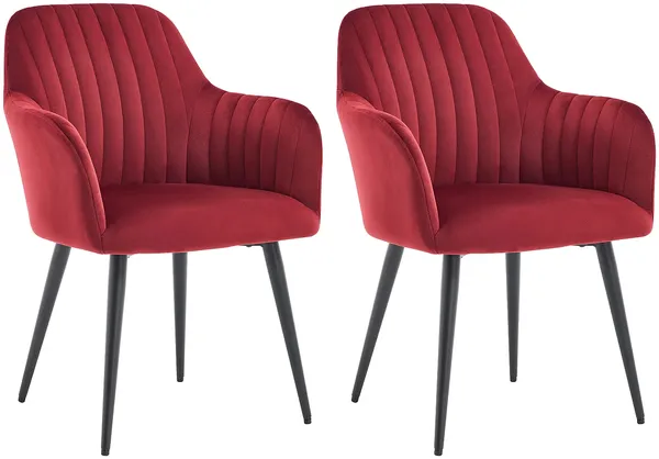 Vente-unique - ELEANA Stuhl SamtStoff Rot - B 59 cm x H 82 cm x L 58 cm