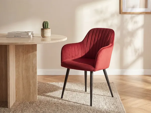 Vente-unique - ELEANA Stuhl SamtStoff Rot - B 59 cm x H 82 cm x L 58 cm