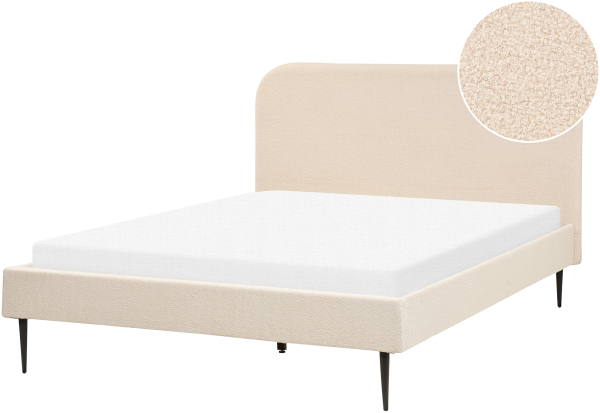 Bett mit Lattenrost FLAYAT 140 x 200 cm Bouclé Helles Beige