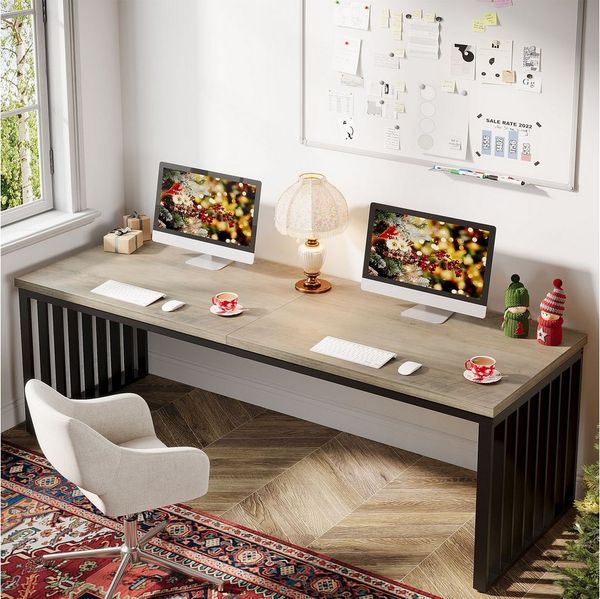 Tribesigns Schreibtisch 180 cm Computertisch Tisch Bürotisch mit Metallgestell (ohne Stuhl)