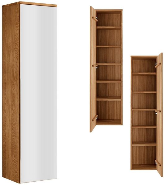 Lomadox Garderobenschrank SALACH-64 Eiche massiv geölt mit Spiegel, B/H/T: ca. 40/165/35 cm
