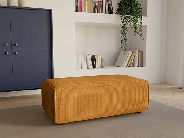 Vente-unique - AMELIA Pouf SamtStoff Orange - B 69 cm x H 42 cm x L 102 cm