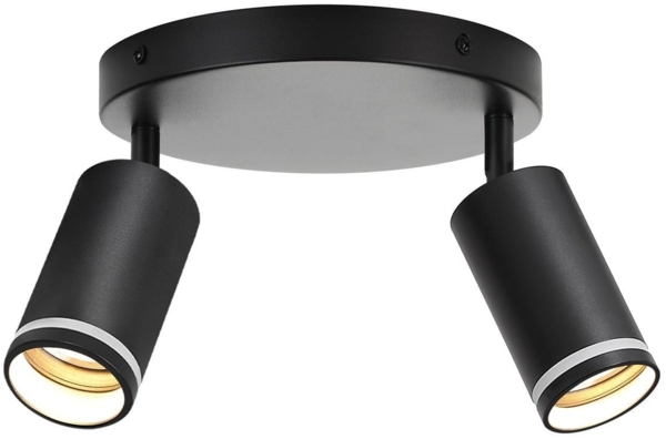 ZMH LED Deckenleuchte 2 flammig - Schwarz Deckenlampe GU10 Schwenkbar Strahler Holz Wandleuchte Wandstrahler für Wohnzimmer Schlafzimmer Ohne Leuchtmittel Bild 1