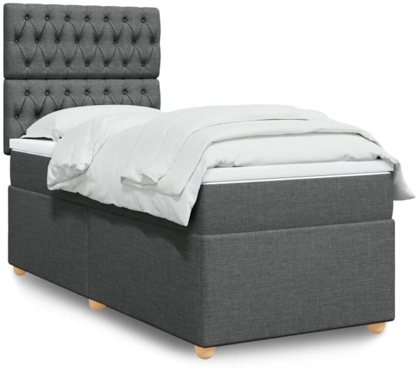 vidaXL Boxspringbett mit Matratze Dunkelgrau 90x200 cm Stoff 3293471