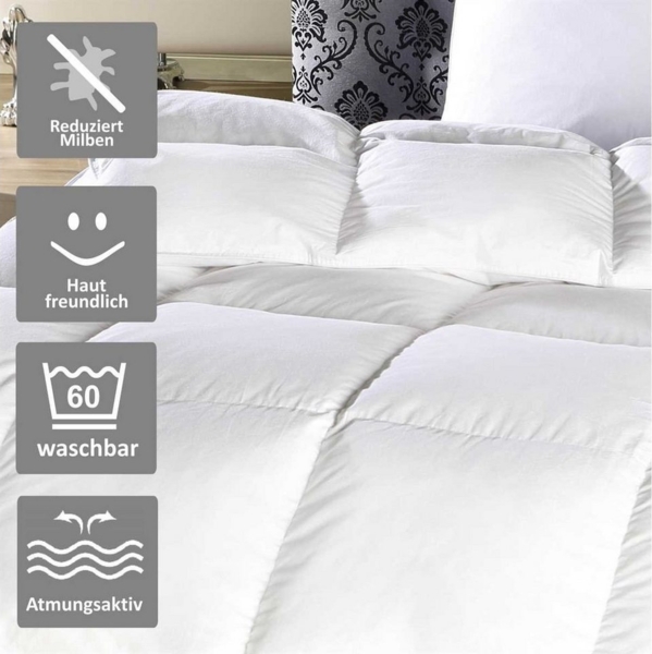 Daunendecke ( 10% Daunen / 90% Federn ) 135x200cm, inkl. Federkissen 80x80cm ( 100% Federn ), Made in Germany Bild 2