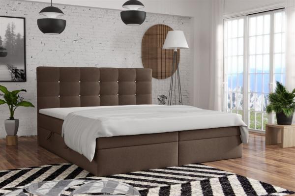 Boxspringbett Schlafzimmerbett BASILIO 160x200cm Stoff Fresh Braun