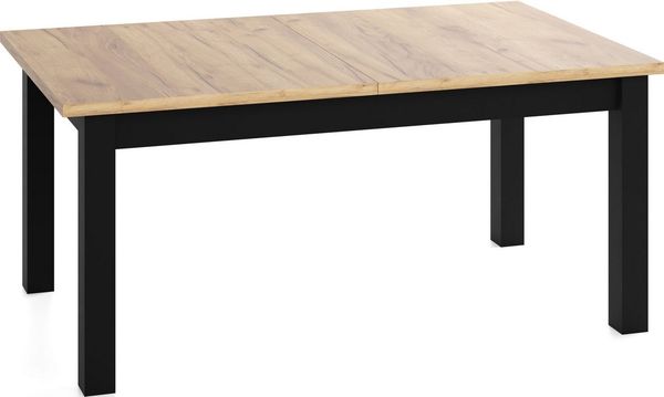 WFL GROUP Esstisch Lindberg ausziehbar verlängerbar rechteckig mit schwarzen Holzbeinen (MADE IN EU, XXL Groß– 120/140/150/160/200 cm ausziehbar auf 160/180/190/240/300 cm), platzsparender Tisch in Holzoptik für Küche, Esszimmer oder Wohnzimmer