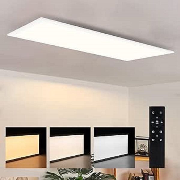 ZMH LED Panel Wohnzimmer 120cm Dimmbar Deckenlampe mit Fernbedienung, Dimmbar, LED fest integriert, Tageslichtweiß, 120x30 cm Deckenpanel Wohnzimmerlampe 3840lm, 48W × Weiß