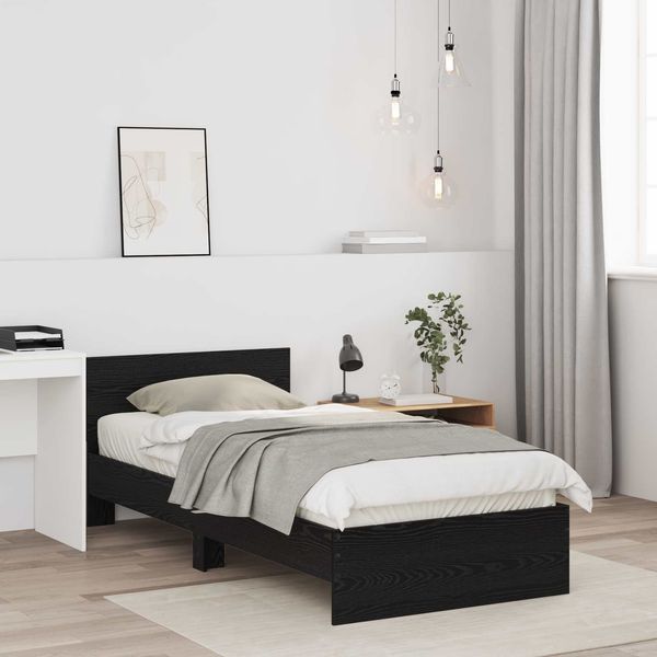 vidaXL Bettgestell mit Kopfteil Schwarze Eiche 80x200 cm 8009024