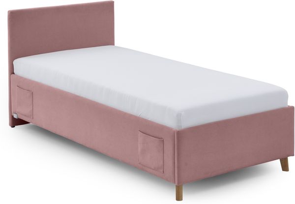 Cool Polsterbett rosa Polyester Stoffbezug Scala 210cm x 150cm x 90cm