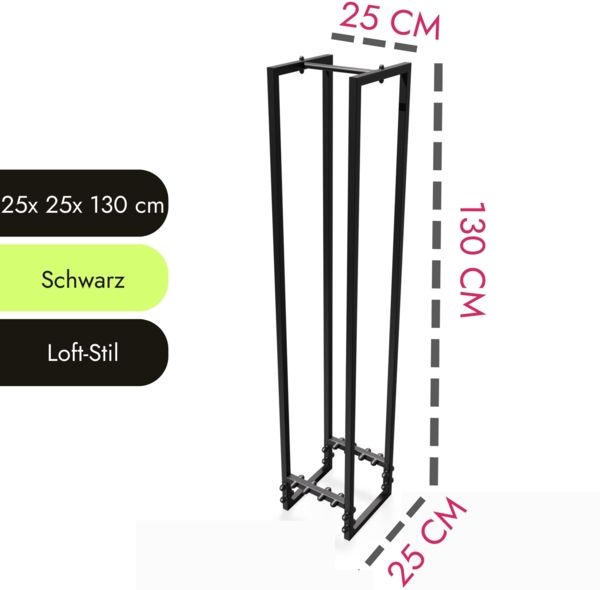 NOGGI Home Decor Master ‘Kaminholzregal aus Metall 25 cm x 25 cm x 130 cm‘ Bild 4