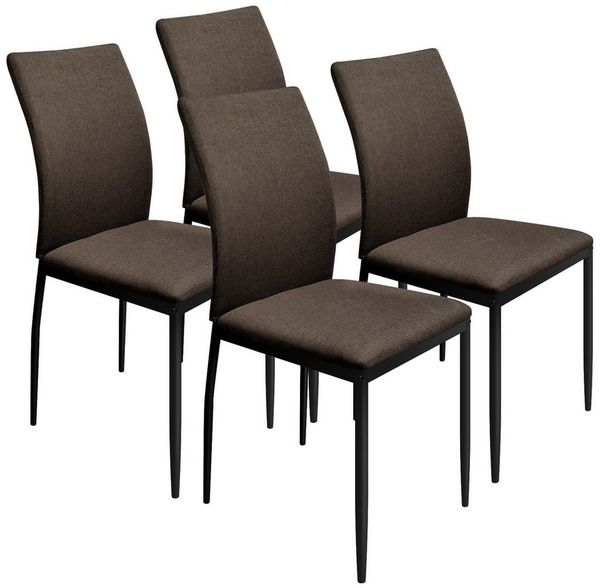 HOMELUX 4-Fußstuhl Esszimmerstühle Küchenstuhl aus Leinen Gepolsterte Sitzfläche (Set, 4 St), Bis 110 kg, für Esszimmer Küche Wohnzimmer